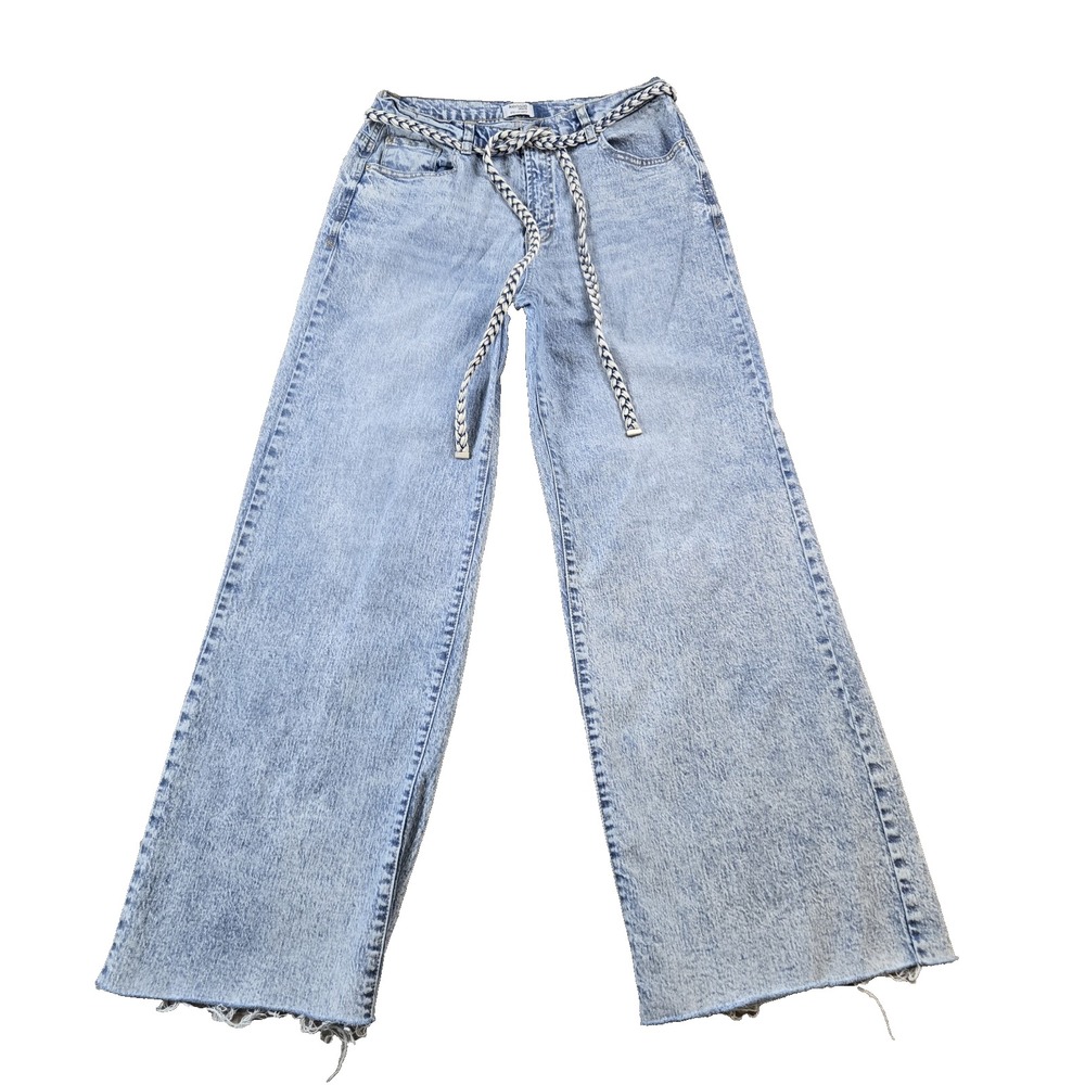 Kenzie Women's Jeans Carla High Rise Stretch Raw Hem Braided Belt 31" X 31" 10